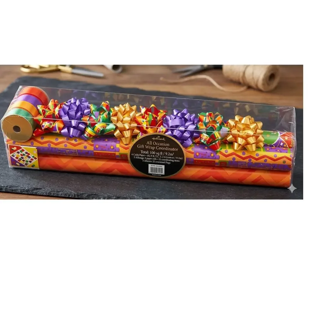 Vtg 90s Artfaire Gift Wrap Ensemble Memphis Squiggle Retro Wrapping Paper Kit